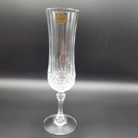 Cristal DArques Longchamp Crystal Champagne Flutes Set Of 4 5 Oz France Elegant - Picture 2 of 9